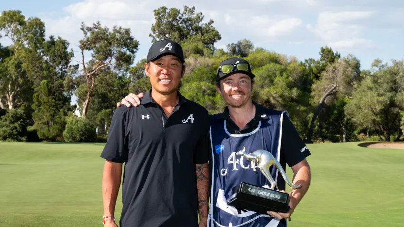 Same golf brain, one mustached kangaroo: The Anthony Kim-Grant Bennett partnership
