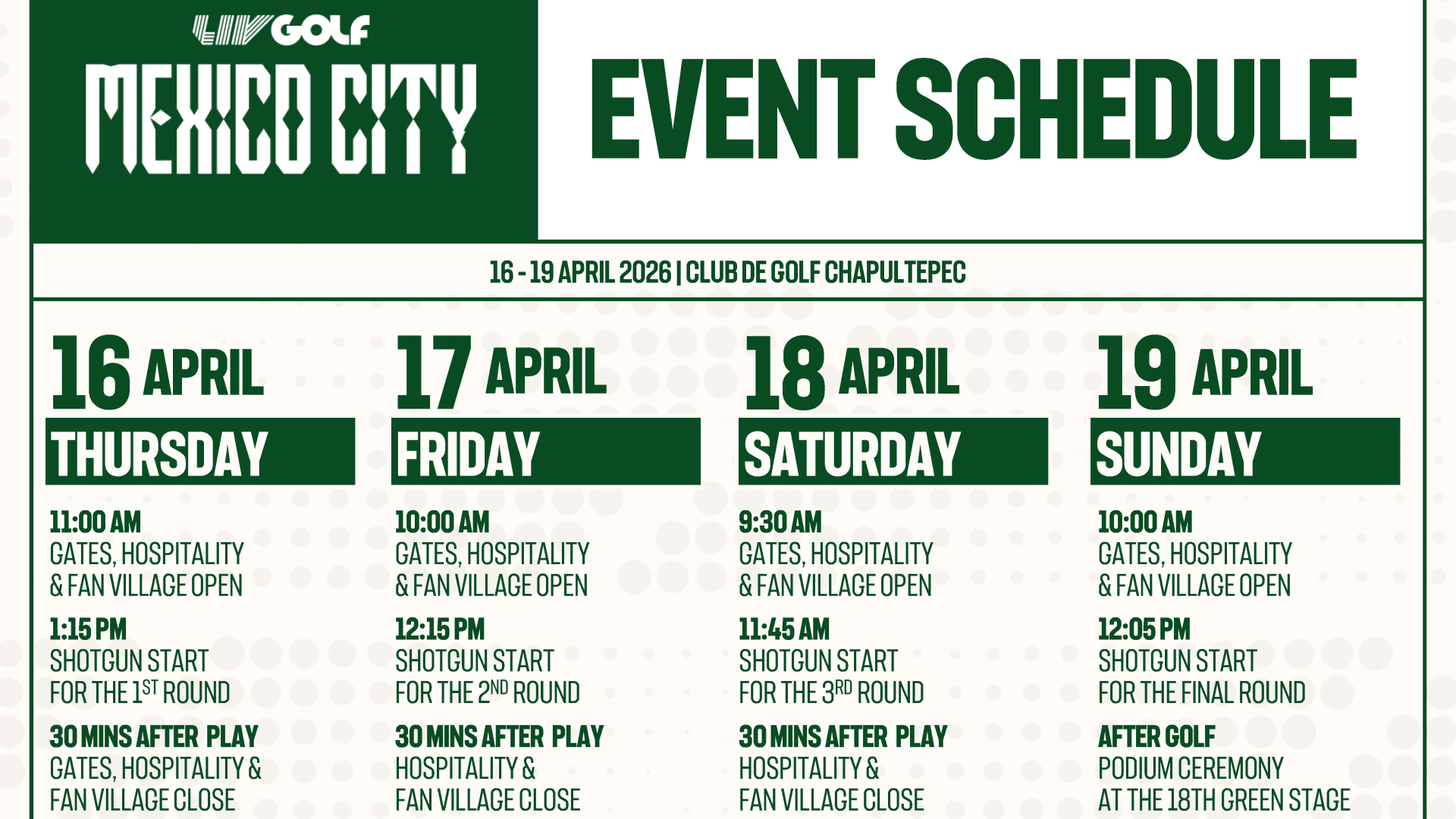 LIV Mexico City 2026 Public Schedule 1x1