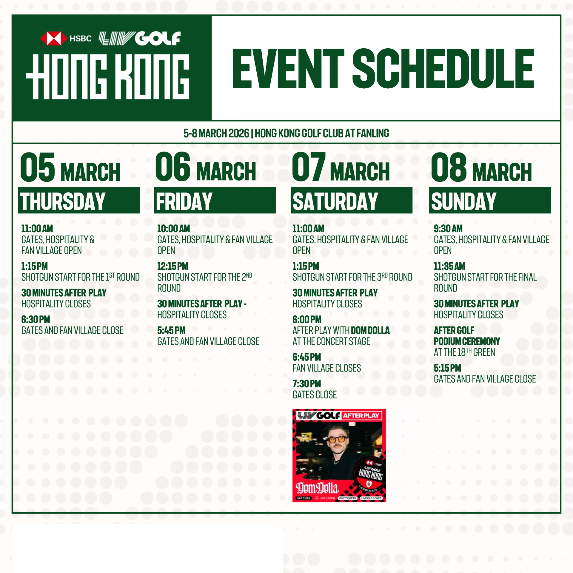 LIV Hong Kong 2026 Public Schedule 1x1