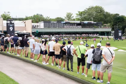An overview of the ninth hole during the final round of LIV Golf Singapore at Sentosa Golf Club on Sunday, March 16, 2025 in Sentosa, Singapore. (Photo by Mateo Villalba/LIV Golf)