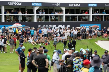 Fans on the 18th hole during the final round of LIV Golf Singapore at Sentosa Golf Club on Sunday, March 16, 2025 in Sentosa, Singapore. (Photo by Mateo Villalba/LIV Golf)