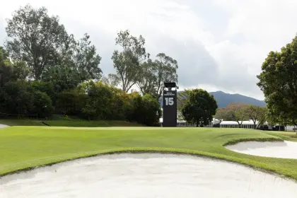 A general view of the 15th green during the practice round before the start of LIV Golf Hong Kong at the Hong Kong Golf Club Fanling on Monday, March 3rd, 2025 in Fanling, Hong Kong. (Photo by Jon Ferrey/LIV Golf)