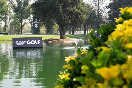 A general view of the eighth hole during the practice round before the start of LIV Golf Mexico City at Club de Golf Chapultepec on Wednesday, April 23, 2025 in Naucalpan, Mexico. (Photo by Charles Laberge/LIV Golf)