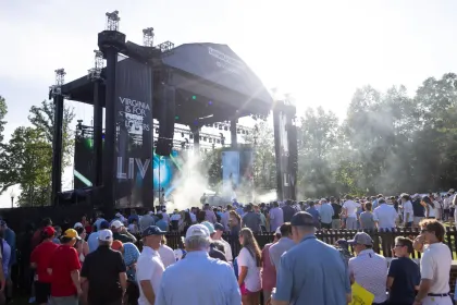 Dylan Gossett performs after the second round of LIV Golf Virginia at Robert Trent Jones Golf Club on Saturday, June 07, 2025 in Gainesville, Virginia. (Photo by Chris Trotman/LIV Golf)
