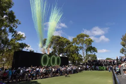 Shotgun starts at the first tee during the first round of LIV Golf Adelaide at Grange Golf Club on Friday, February 14, 2025 in Adelaide, Australia. (Photo by Matt Turner/LIV Golf)