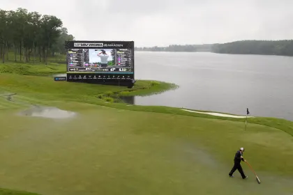 LIV Golf sigange during the final round of LIV Golf Virginia at Robert Trent Jones Golf Club on Sunday, June 08, 2025 in Gainesville, Virginia. (Photo by Scott Taetsch/LIV Golf)