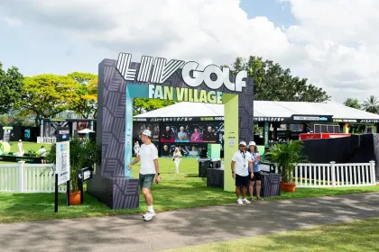 Entrance of the Fan Village during the first round of LIV Golf Singapore at Sentosa Golf Club on Friday, March 14, 2025 in Sentosa, Singapore. (Photo by Mateo Villalba/LIV Golf)