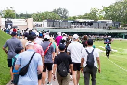 Fans seen at the ninth hole during the final round of LIV Golf Singapore at Sentosa Golf Club on Sunday, March 16, 2025 in Sentosa, Singapore. (Photo by Mateo Villalba/LIV Golf)