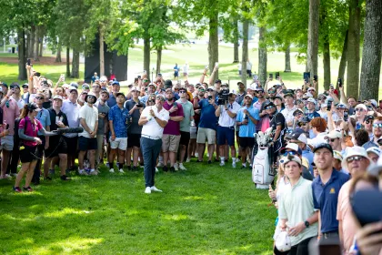 Captain Phil Mickelson of HyFlyers GC hits his shot from the rough on the second hole during the second round of LIV Golf Virginia at Robert Trent Jones Golf Club on Saturday, June 07, 2025 in Gainesville, Virginia. (Photo by Charles Laberge/LIV Golf)